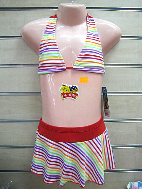 Maillot de bain fille à rayures 3 piéces 2,95 € HT/unité  Référence : 4217