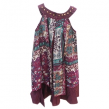 Robe fille imprimée fleurie avec col clouté