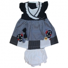 Ensemble trois pièces à carreaux et pois pour bébé fille