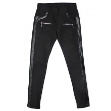 Pantalon slim avec poches zippées et empiècement cuir