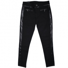 Pantalon noir avec liseré en cuir
