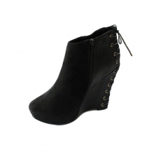 Bottines compensées à lacets femme