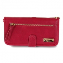 Portefeuille femme avec rabat à zip et perforation côté