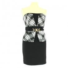 Robe bustier avec haut à carreau et ceinture fantaisie