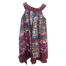 Robe fille imprimée fleurie avec col clouté