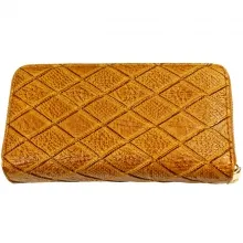 Portefeuille avec motif de losanges et double zip