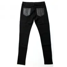 Pantalon avec poches en cuir matélassé