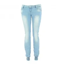 Jeans skinny délavé avec élastique à la base