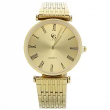 Montre fashion en métal doré pour homme