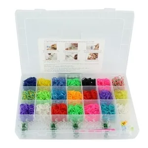 Kit d'élastiques de diverses couleurs avec crochet en plastique
