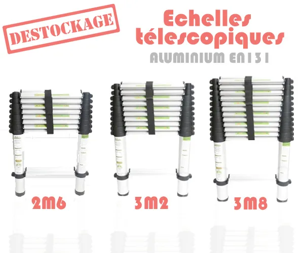 DESTOCKAGE LOT D'ECHELLES TELESCOPIQUES