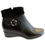 Bottines femme avec fausse fourrure et bride bouclé sur le côté