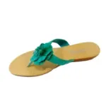 Tongs femme à talon compensé avec fleur