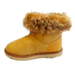 Bottines fourrées pour enfant avec bouton à cordelette sur le côté