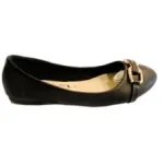 Ballerine noire femme avec bout arrondi et décor fantaisie dessus