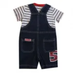 Ensemble salopette jeans avec motif brodé et t-shirt pour bébé garçon