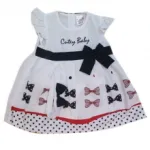 Ensemble trois pièces à pois et motif nœud pour bébé fille