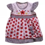 Ensemble robe à pois avec liseré et bandeau pour bébé fille
