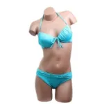 Maillot de bain femme trois pièces uni avec fronces