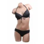 Maillot de bain femme trois pièces uni avec fronces