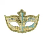 Masque vénitien loup bicolore orné de motif fantaisie