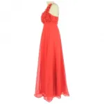 Robe de soirée longue avec motif roses et ceinture tressée