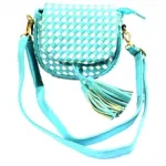 Sac à bandoulière bicolore tressé avec pompons
