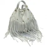 Sac à bandoulière clouté avec franges et lien à serrer