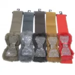 Ceinture élastique avec fourrure et nœud à strass