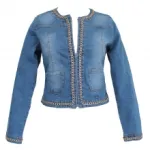 Veste jeans bordée de chaîne dorée