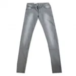 Jeans slim délavé gris pour femme