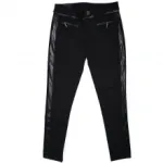 Pantalon noir avec liseré en cuir