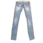 Pantalon jeans délavé avec déchirure et ceinture
