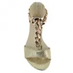 Sandales dorées façon reptile ornées de chaîne