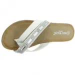 Sandales blanches avec double brides ornées de strass