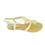 Sandales blanches ornées de détail doré