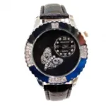 Montre-bracelet pour femme avec papillon strass