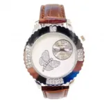 Montre-bracelet pour femme avec papillon strass
