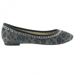 Jolies ballerines léopard noires ornées de chaîne