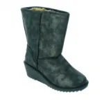 Jolies bottines noires compensées avec intérieur fourré