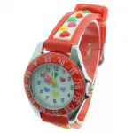 Montre analogique imprimée de cœurs multicolores