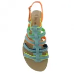 Sandales bleues façon tropézienne avec doublure multicolore