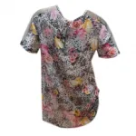 T-shirt imprimé fleuri et léopard