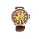 Montre automatique pour homme avec cadran transparent et index fantaisie