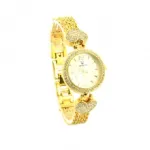 Montre bijou incrustée de strass avec motif cœur sur le bracelet
