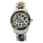 Montre métal avec cadran léopard
