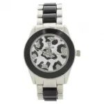 Montre métal avec cadran léopard