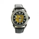 Montre automatique pour homme avec cadran rond doré transparent