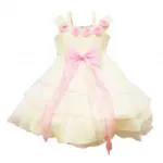 Robe à volants ornée de roses et nœud devant