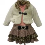 Ensemble robe et veste fausse fourrure fille